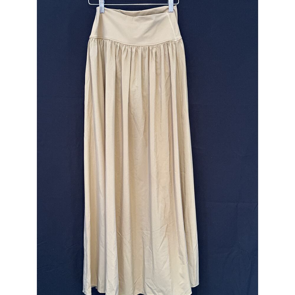 Halara M Beige Long Slit Skirt With Inside Brief